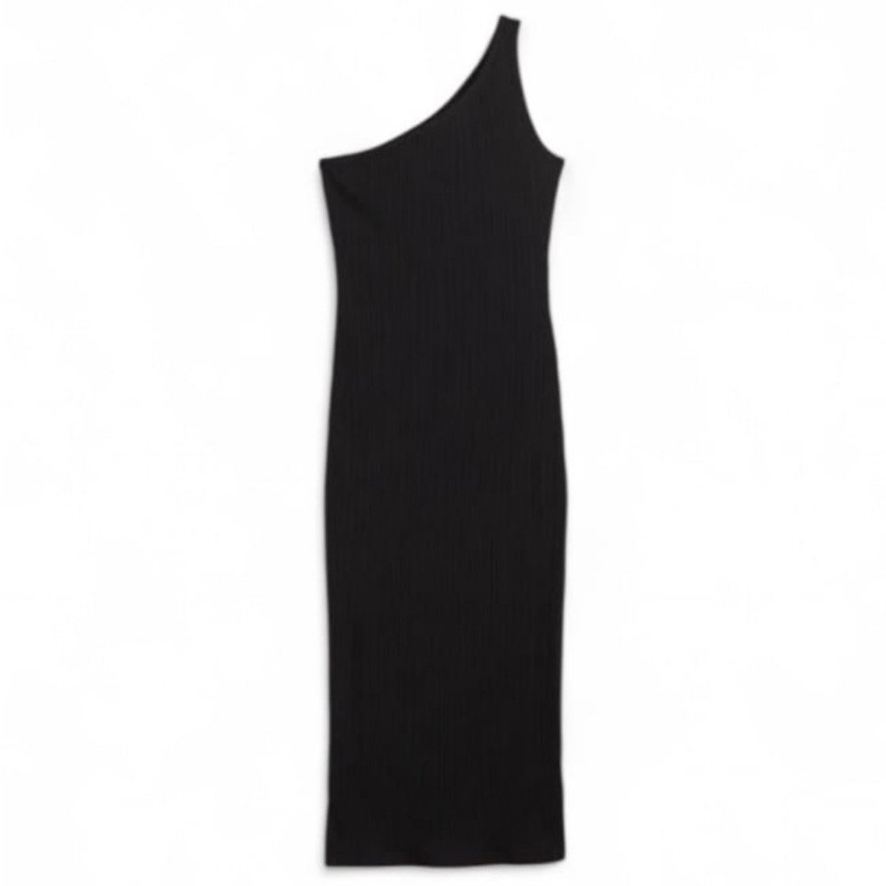 H&M Black Midi One Shoulder Dress